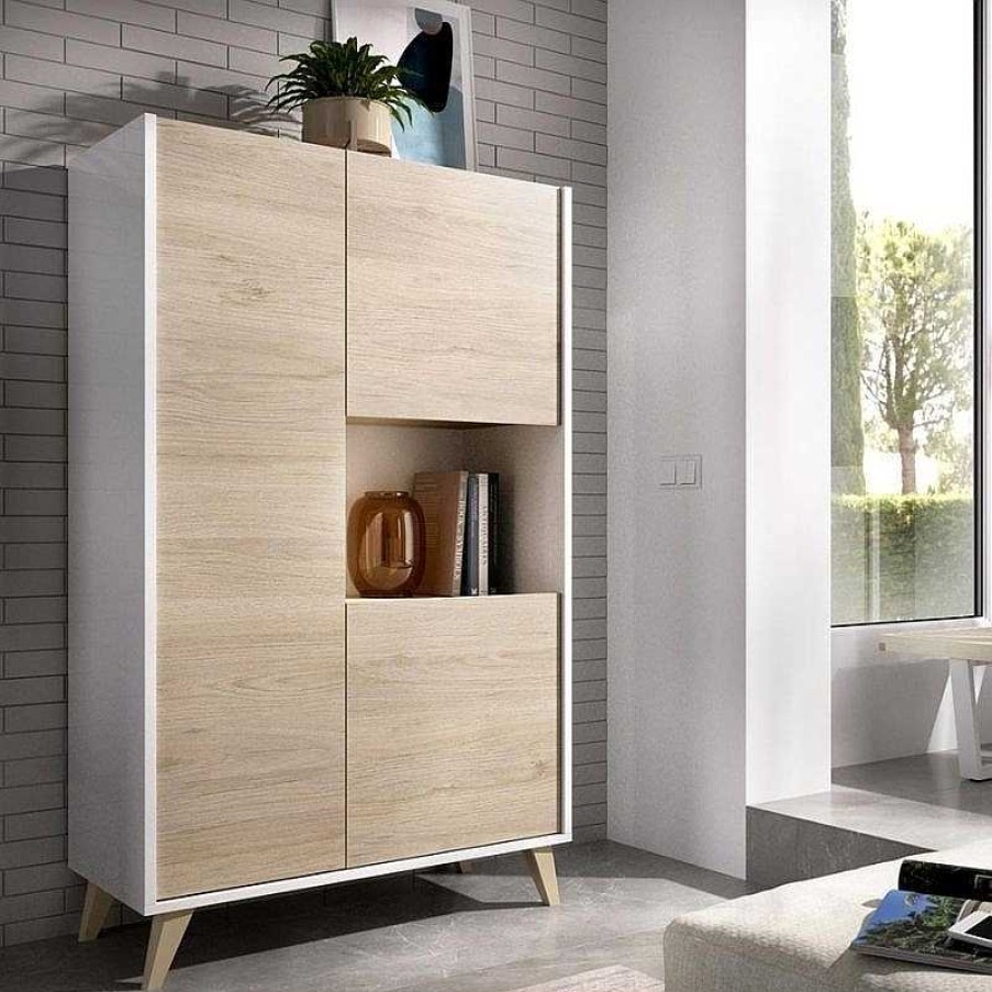 Salones SAYEZ | Mueble Aparador Blanco Y Natural Ness Plus