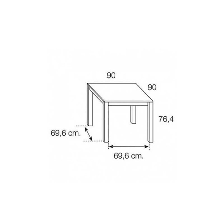 Salones SAYEZ | Mesa Comedor Cuadrada 90X90 Extensible Natural