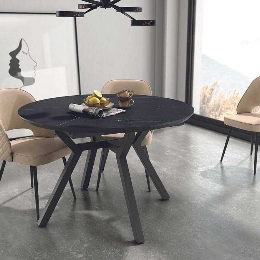 Salones SAYEZ | Mesa Comedor Extensible Cant Brico Piedra 120 Cm Marquina