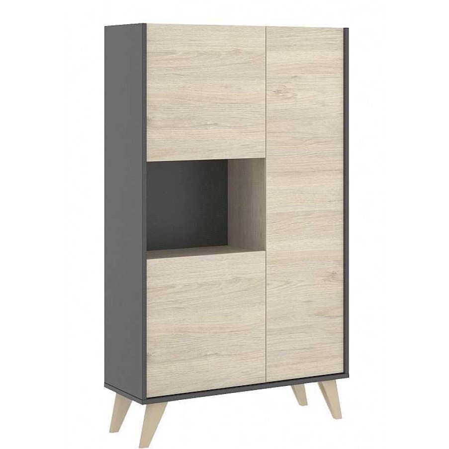 Salones SAYEZ | Mueble Aparador Grafito Y Natural Ness Plus