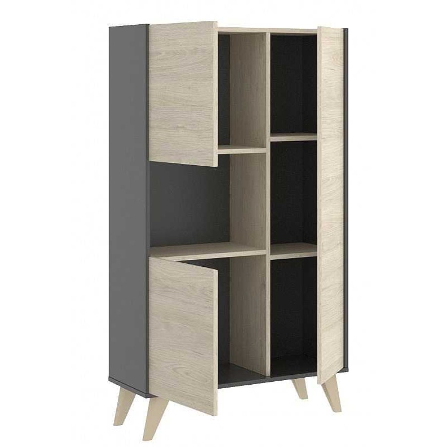 Salones SAYEZ | Mueble Aparador Grafito Y Natural Ness Plus