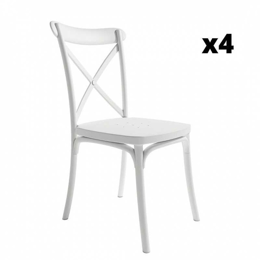 Salones SAYEZ | Pack 4 Sillas Roma Exterior Blanco