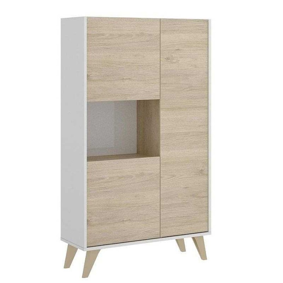 Salones SAYEZ | Mueble Aparador Blanco Y Natural Ness Plus