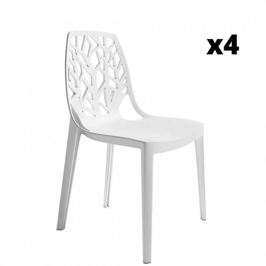 Salones SAYEZ | Pack 4 Sillas Praga Exterior Blanco