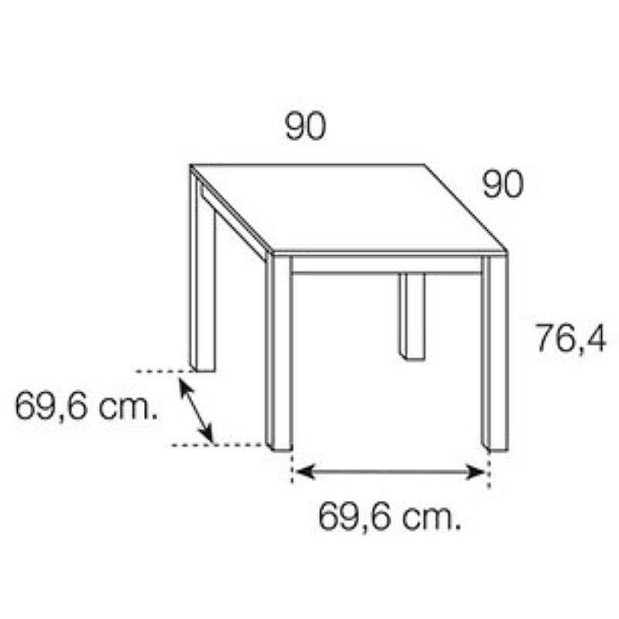 Salones SAYEZ | Mesa Comedor Cuadrada 90X90 Extensible Blanca