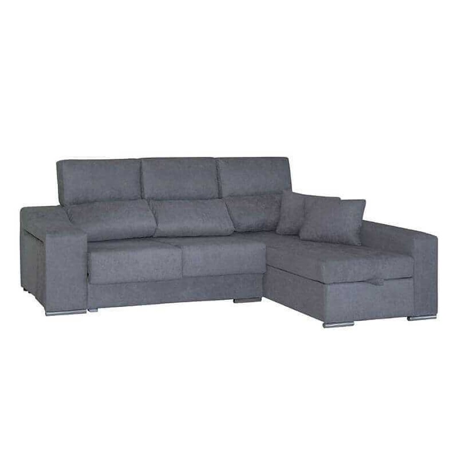 Sof S Y Sillones SAYEZ | Sof Chaise-Longue Niza Gris Claro Visto Frente Derecha