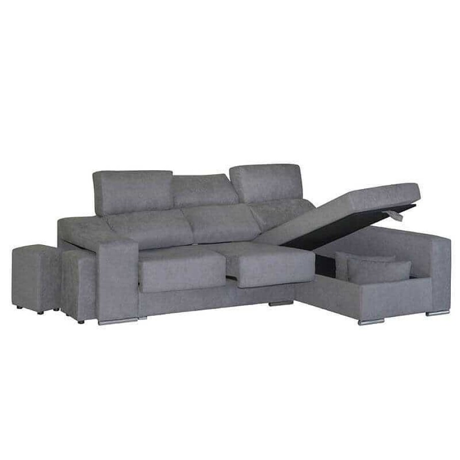 Sof S Y Sillones SAYEZ | Sof Chaise-Longue Niza Gris Claro Visto Frente Derecha